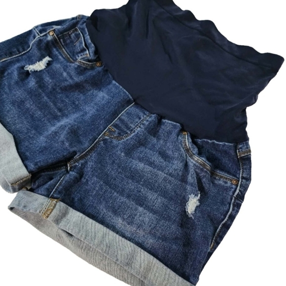 Bella Vida Maternity Stretch Denim Shorts Over Belly Panel Size XL - Picture 2 of 7